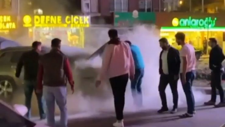 Hatay'da lüks otomobil alev aldı