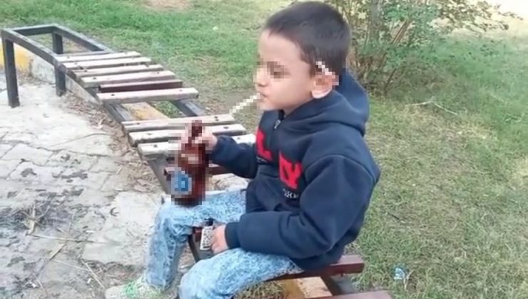 Küçük çocuğun eline içki, sigara verip o anları kaydettiler