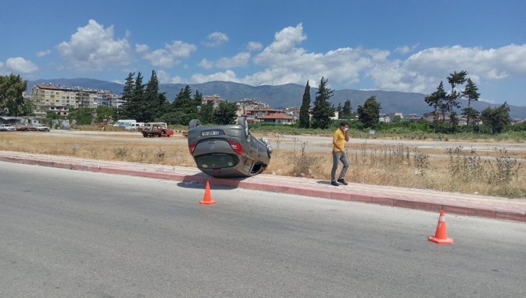 Virajı alamayan otomobil takla attı, sürücüsü yaralandı