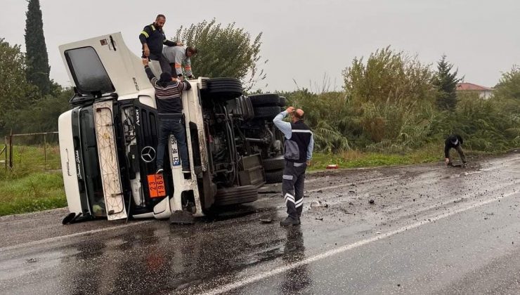 Hatay’da kontrolden çıkan LPG gazı yüklü tanker devrildi