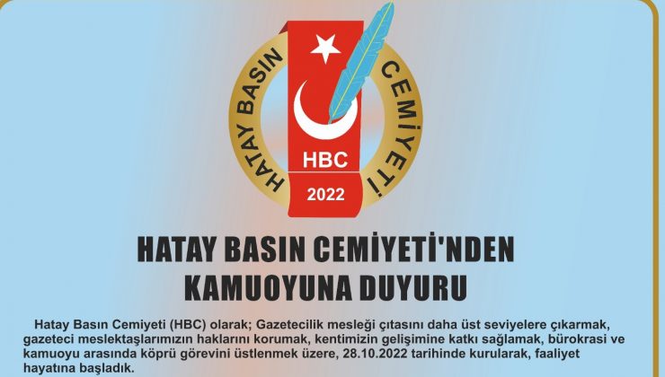 Hatay Basın Cemiyeti resmen faaliyete geçti