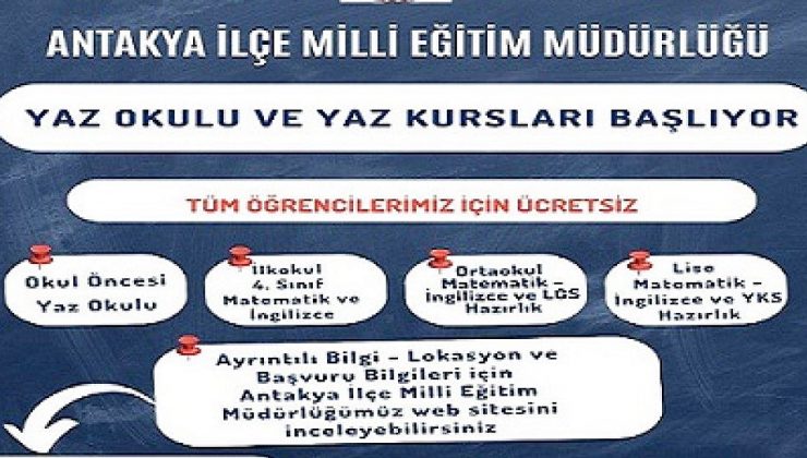 ANTAKYA’DA YAZ OKULU VE YAZ KURSLARI BAŞLIYOR
