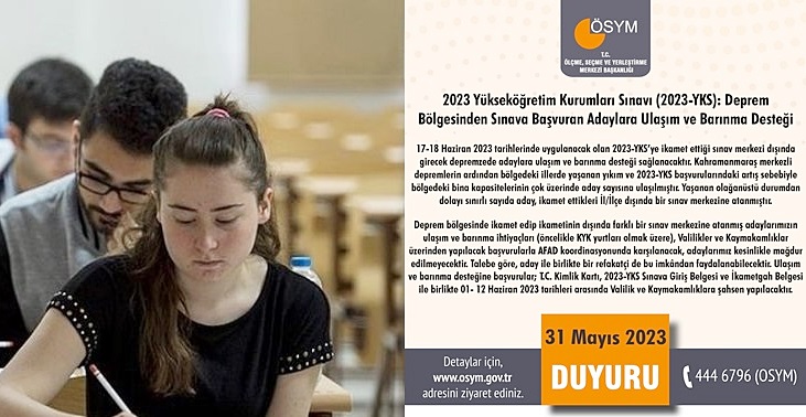 ÖSYM depremzede öğrencilere kol kanat gerdi