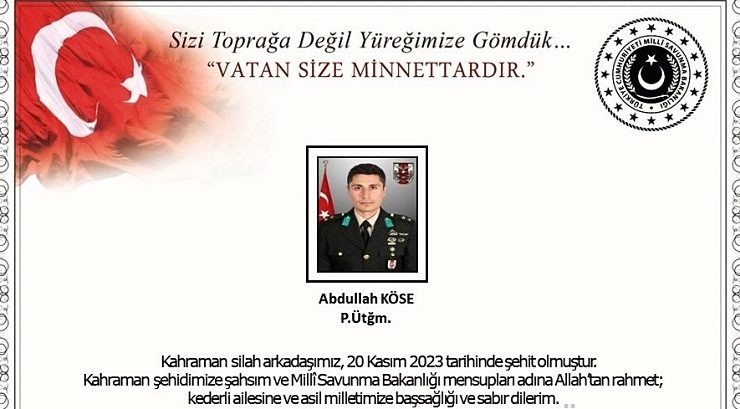 PENÇE-KİLİT’TE BİR ASKER ŞEHİT