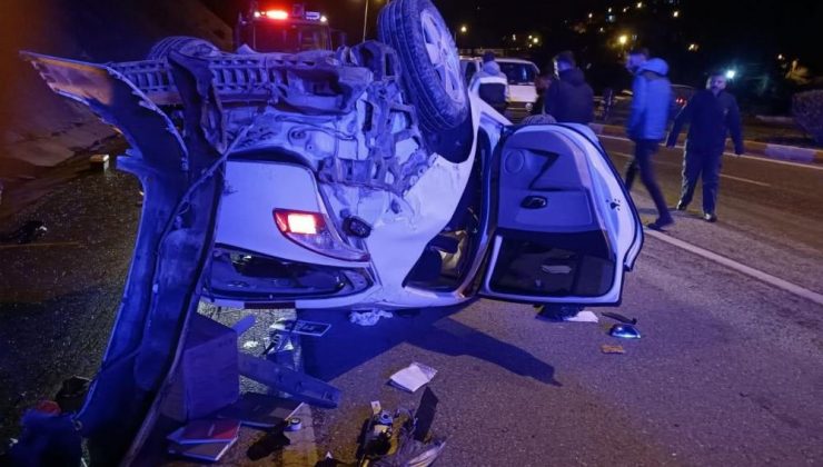 Ters dönen otomobilin sürücüsü yaralandı
