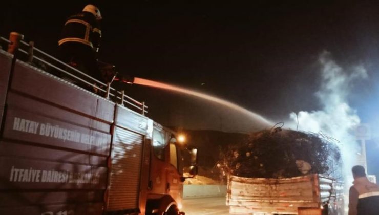 Belen’de hurda yüklü tırda yangın
