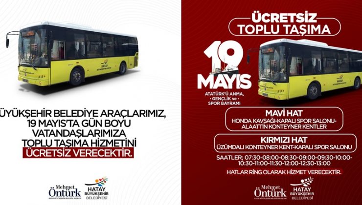 HBB’DEN 19 MAYIS’TA ÜCRETSİZ ULAŞIM