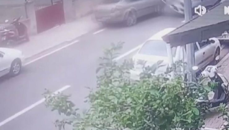 Akıl almaz kaza, park halindeki araca çarpan otomobil ters döndü o anlar kamerada