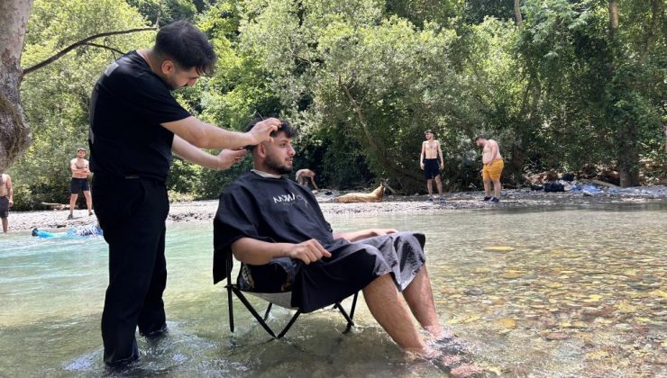 Kavurucu sıcakta buz gibi kanyonda ferahlatan traş
