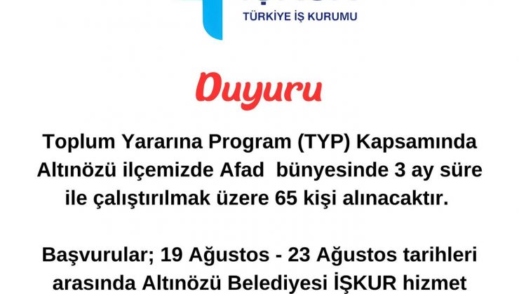 BAŞKAN SARI’DAN TYP DUYURUSU