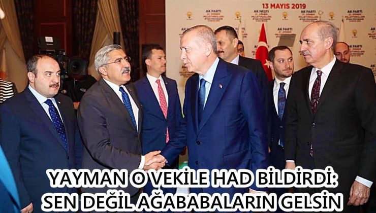 YAYMAN O VEKİLE HAD BİLDİRDİ: SEN DEĞİL AĞABABALARIN GELSİN