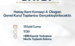 HATAY KENT KONSEYİ 13 EYLÜLDE TOPLANIYOR
