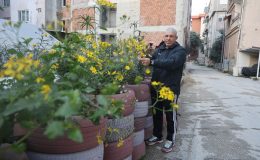 SİNEKLER ÜREMESİN DİYE TOPLADIĞI ARAÇ LASTİKLERİNDEN ÇİÇEK BAHÇESİ YAPTI 