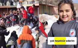 BAŞKAN GÜL ÖĞRENCİLERİN İSTEĞİYLE OKULA KAR GETİRDİ