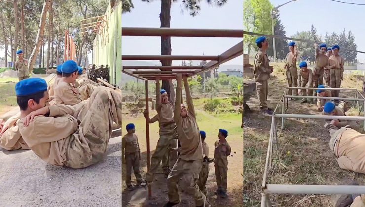 23 Nisan’a özel komanda bölüğünün misafiri olan çocuklara zorlu görev