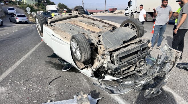 BELEN’DE OTOMOBİLİN TAKLA ATTIĞI ANLAR KAMERADA  