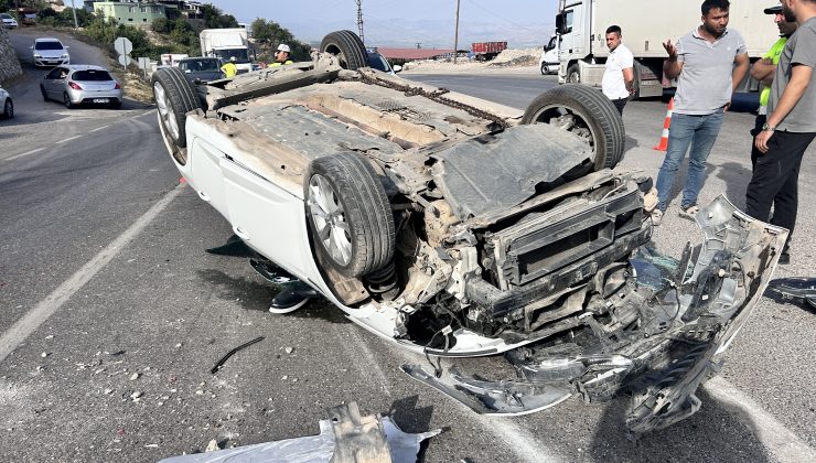 BELEN’DE OTOMOBİLİN TAKLA ATTIĞI ANLAR KAMERADA  