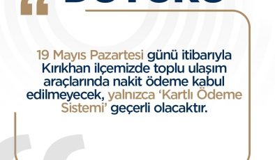 KIRIKHAN’DA 19 MAYIS’TA NAKİT ÖDEME DÖNEMİ SONA ERİYOR