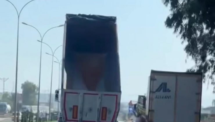 DAMPERİ AÇIK UNUTAN KAMYON ŞOFÖRÜ YÜREKLERİ AĞZA GETİRDİ  