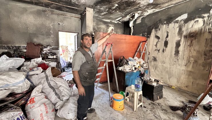 MOTOSİKLET USTASININ 35 YILLIK EMEĞİ YANGINDA KÜLE DÖNDÜ   