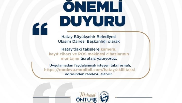 HATAY TAKSİLERİNDE DİJİTAL DÖNÜŞÜM BAŞLIYOR