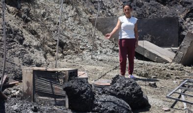 DEPREMDE EVİ YIKILAN KADININ YENİ YUVASI İÇİN ALDIĞI EŞYALAR YANGINDA KÜL OLDU  