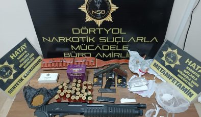 DÖRTYOL’DA EVDEN UYUŞTURUCU VE CEPHANELİK ÇIKTI   