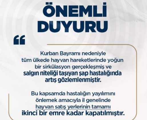 HATAY’DA HAYVAN PAZARLARI KAPATILDI