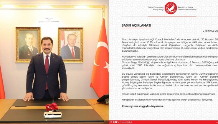 HATAY VALİLİĞİ: YANGIN TÜM ALANLARDA KONTROL ALTINA ALINDI