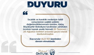 HBB, TOPRAK ANALİZ HİZMETİNİ GEÇİCİ OLARAK ERTELEDİ