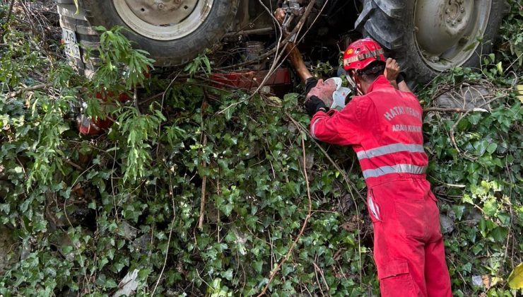 TERS DÖNEN TRAKTÖRÜN ALTINDA SIKIŞAN SÜRÜCÜ YARALANDI   