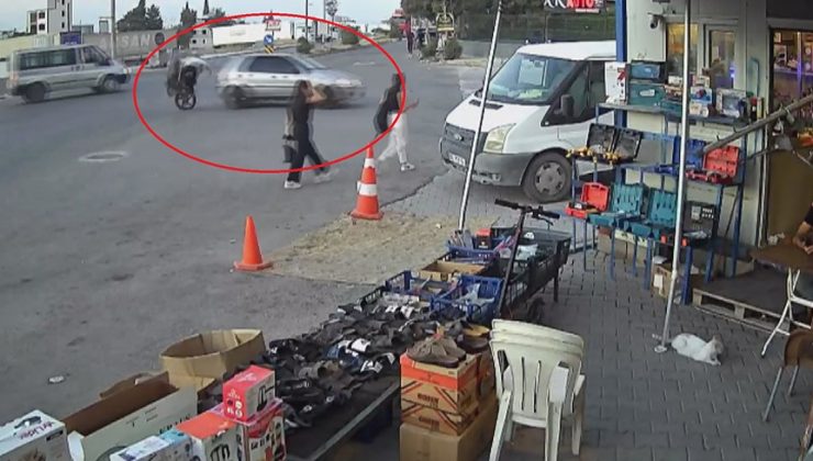 MOTOSİKLETİN OTOMOBİLE OK GİBİ SAPLANDIĞI ANLAR KAMERADA 