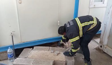 HATAY’DA KONTEYNERİN ALTINA SIKIŞAN KÖPEK KURTARILDI   