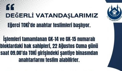 YAYLADAĞI TOKİ’DE ANAHTAR TESLİMİ BAŞLADI