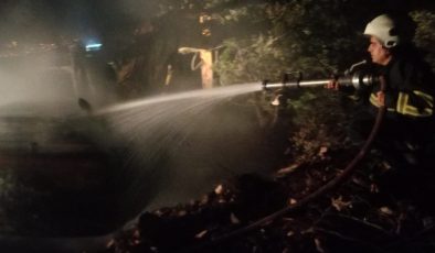 BELEN’DE İŞ MAKİNESİ YANGINI   