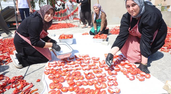 AFETZEDE KADINLARIN KURUTTUĞU DOMATESLER, KIŞ AYLARINDA SOFRALARI SÜSLÜYOR   