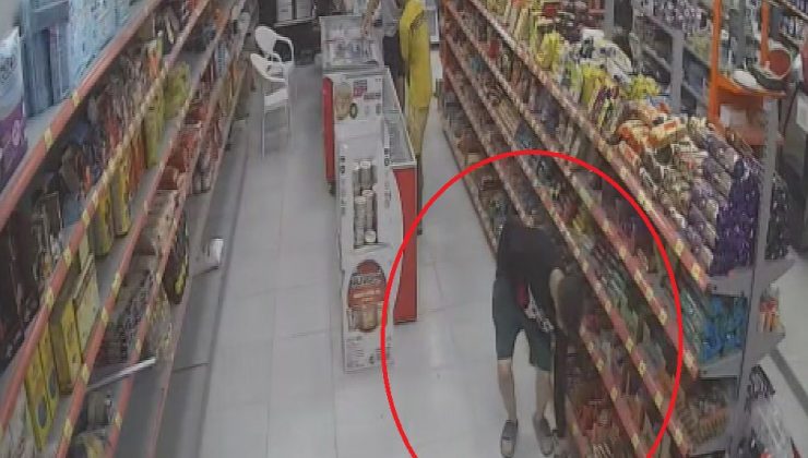 YAPTIĞIYLA ŞAŞIRTAN HIRSIZ, 100 TL’LİK ENERJİ İÇECEĞİ VE BİSKÜVİ ÇALDI: O ANLAR KAMERADA  