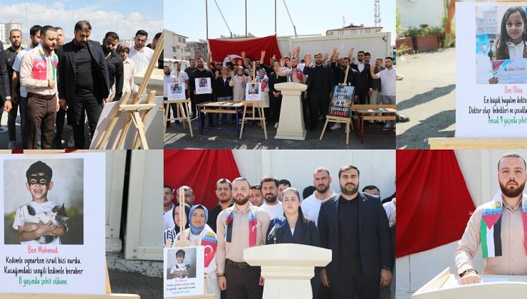 AK PARTİ HATAY’DAN GAZZELİ ÇOCUKLAR İÇİN “BOŞ SIRALAR” PROTESTOSU 