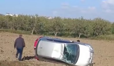 KIRIKHAN’DA OTOMOBİL TARLAYA UÇTU   