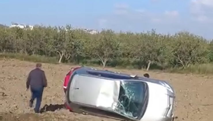 KIRIKHAN’DA OTOMOBİL TARLAYA UÇTU