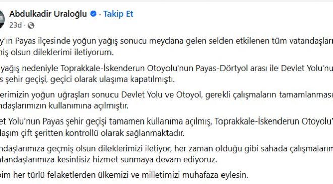 PAYAS OTOBAN VE DEVLET YOLU TRAFİĞE AÇILDI