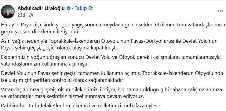 PAYAS OTOBAN VE DEVLET YOLU TRAFİĞE AÇILDI