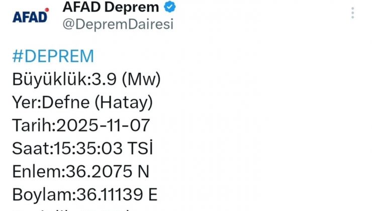HATAY 3.9 ŞİDDETİNDE SALLANDI