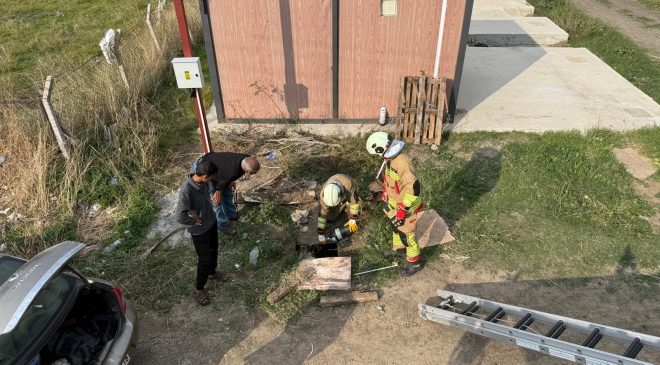 KUYUYA DÜŞEN KOYUNU İTFAİYE KURTARDI   