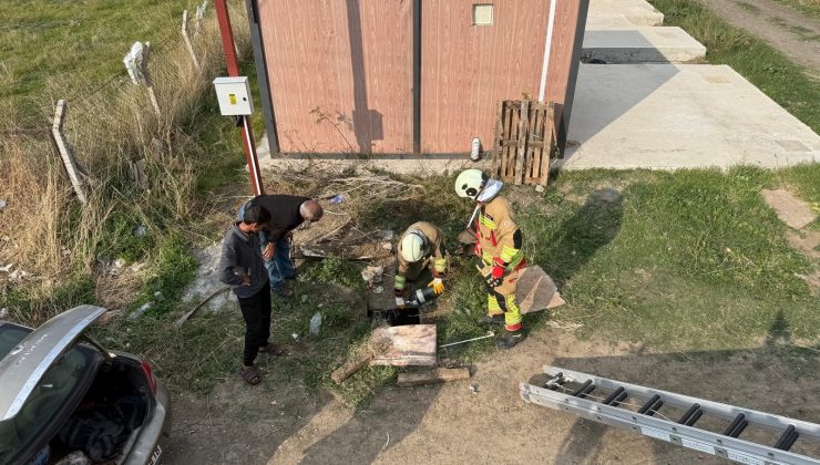 KUYUYA DÜŞEN KOYUNU İTFAİYE KURTARDI   