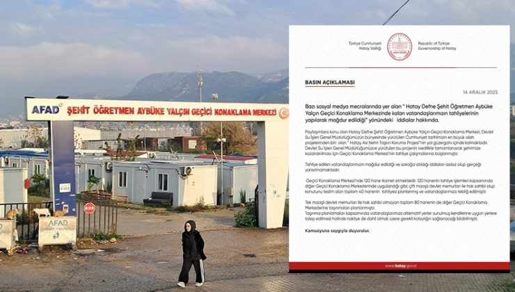 HATAY VALİLİĞİ’NDEN TAHLİYE İDDİALARINA YALANLAMA
