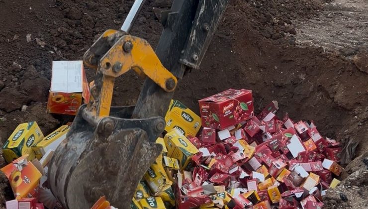 RAFLARDA SATILMAYI BEKLEYEN 465 KİLOGRAM ÜRÜN TOPRAĞA GÖMÜLEREK İMHA EDİLDİ   