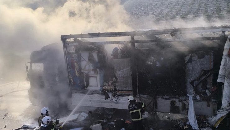 SURİYE’YE GEÇİŞ İÇİN BEKLEYEN TIR ALEVLERE TESLİM OLDU   