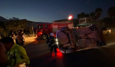 KIRIKHAN’DA YAN YATAN OTOMOBİLİN SÜRÜCÜSÜ YARALANDI   