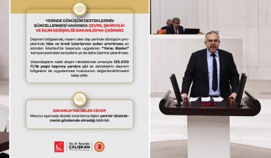 ÇALIŞKAN’IN YERİNDE DÖNÜŞÜM DESTEKLERİNİN ARTIRILMASI TALEBİNE BAKANLIKTAN OLUMSUZ YANIT